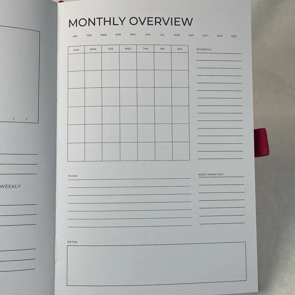 Pinnacle Planner Hot Pink Hardcover Goal Setting Monthly Daily Organizer 8.25